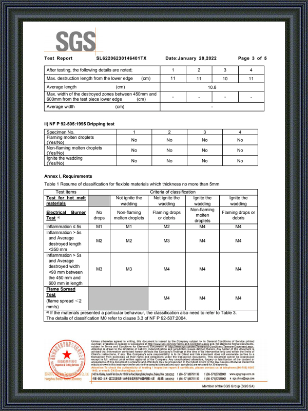 420D polyester M2 certificate 3