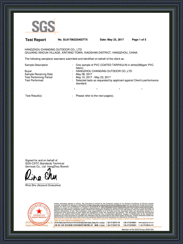 580gsm PVC M2 certificate 1