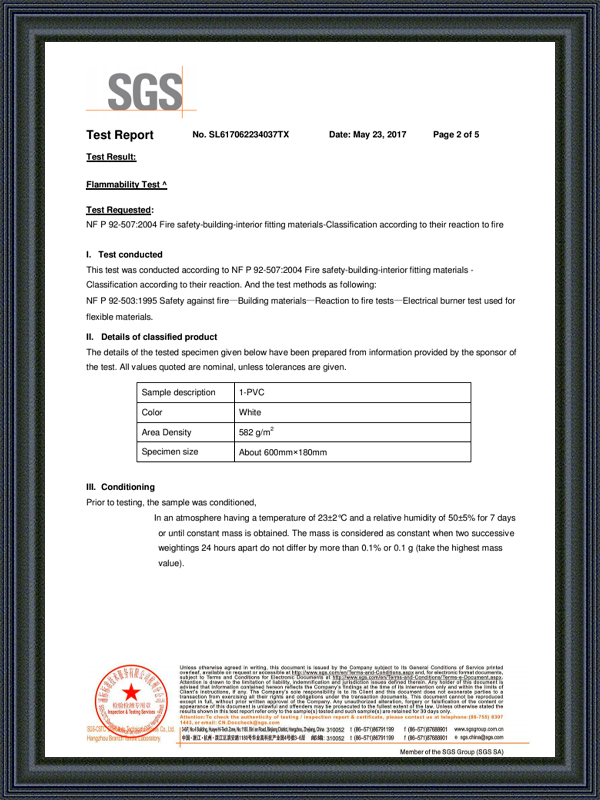 580gsm PVC M2 certificate 2