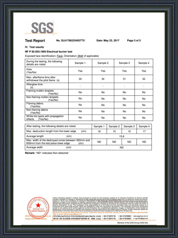 580gsm PVC M2 certificate 3